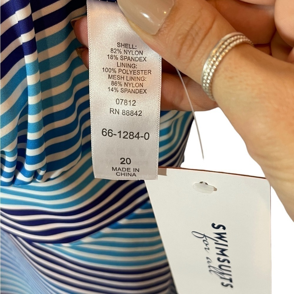 NWT Swimsuits For All Blue & White Stripe One Piece Swimsuit tummy control  20 - Picture 8 of 13